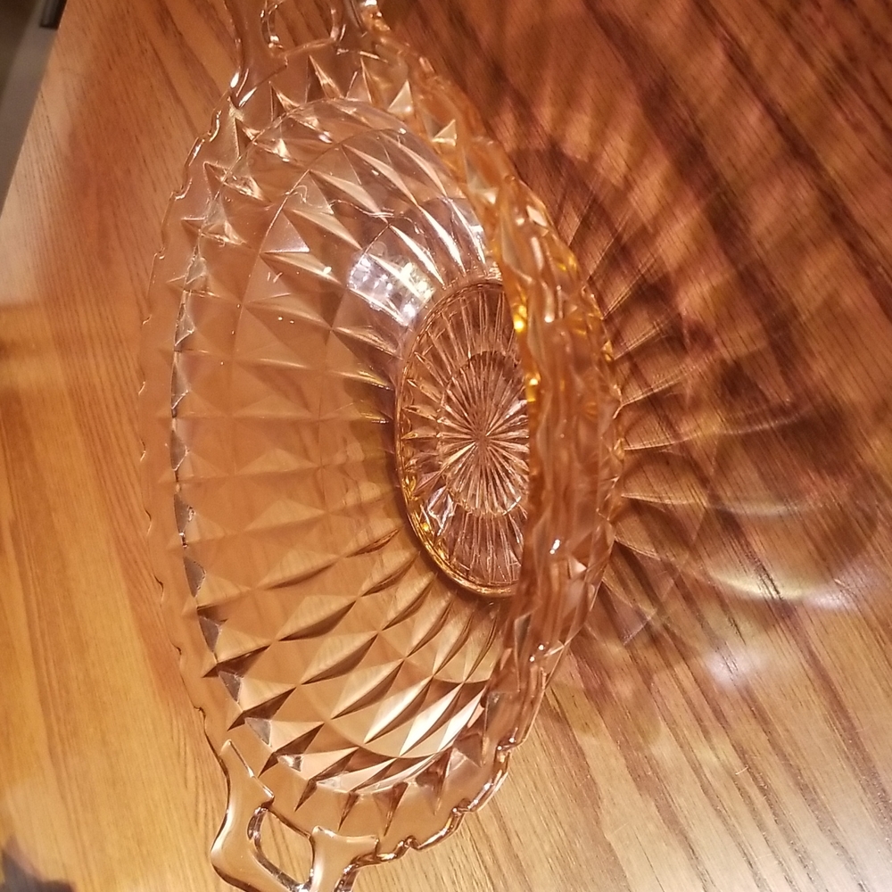 Vintage Pink Depression Glass Cubist Pattern Bowl